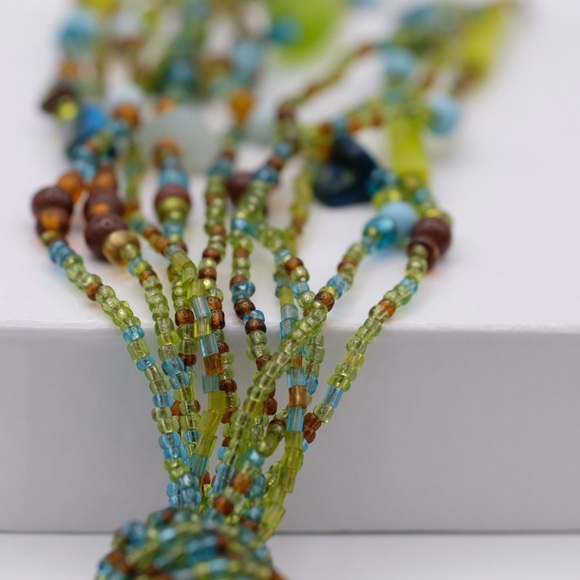 Artisan multi strand tassel necklace Shades of the ocean beads Mermaidcore - Picture 10 of 15